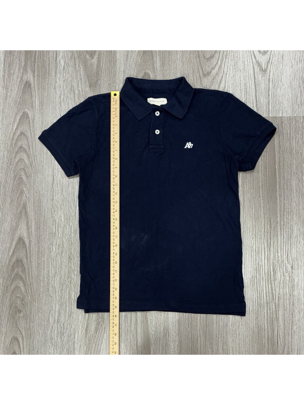 Aeropostale Mens A87 Polo Shirt Size M Navy Blue Short Sleeve Cotton Pique Y2K